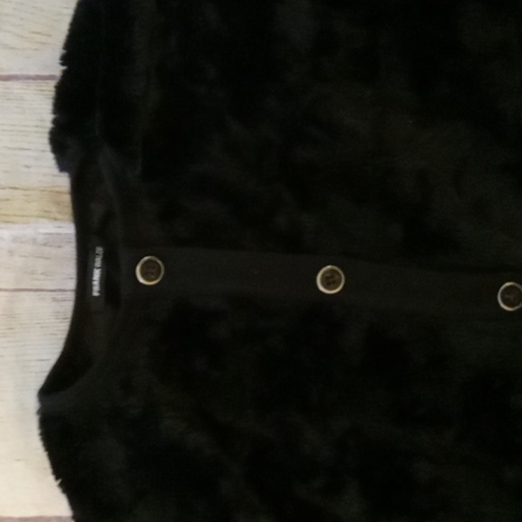 Frank Walder black button-up furry vest sz 16 - Picture 4 of 6